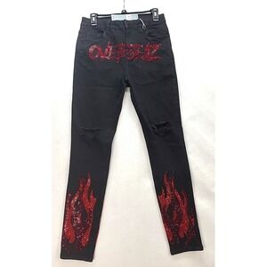 GVAPI Overseaz Drip Jeans Mens 30 Flame Rhinestone Distressed Limited‎ Edition